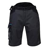 Portwest T710 Bermudas Wx3 Cinturilla con Trasera Alta 2 Bolsillos Duradero | Gris metal, UPF 50+, 35% Algodón, Piel de Melocotón, 1 Anilla D para Llaves, Costuras Triples, Polialgodón, Transpirable