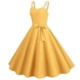 Vestido vintage de los años 50 para mujer, vestido de cóctel, vestido de cóctel, rockabilly, con enaguas, vestido informal y elegante, vestido de noche, vestido de boda, vestido de noche, O amarillo
