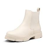 DREAM PAIRS Botas Tacón Grueso Mujer,Beige,40 | Upper PU mate, suela TPR gruesa, agarre antideslizante, forro jersey transpirable.