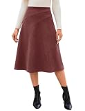 Fashora Faldas Mujer Invierno Midi De Ante Sintético, Burdeos, M | Cintura Alta, Falda en A, Elástico, Cremallera, Imitación de Ante, Elegante, Otoño, Invierno, Primavera