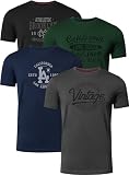 FULL TIME SPORTS Pack de 4 Camisetas Estampadas Hombre, Manga Corta, 100% Algodón, PRINT-001-PACK-5-L