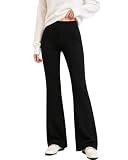 Pantalón de Yoga Acampanado para Mujer, Leggings Bootcut de Cintura Alta con Forro Polar, Pantalón Flare Elástico Cálido y Suave (LY228-Black, L-XL)