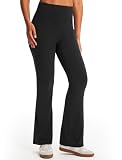 Comallan Pantalones de Yoga para Mujer Cintura Alta Leggings Acampanados Elásticos Pantalones Deportivos Casuales con Bolsillos para Yoga Fitness Gimnasio 29', Negro L