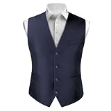 BSBUY Chaleco Formal Hombres, Chaleco Vestir Hombre Negro con Bolsillo, Chaleco Traje Hombre de Elegante, Boda Fiesta Negocio, M