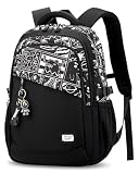 Lutuan Mochila Escolar para Chicos Adolescentes, Mochila Grande Negro para Instituto con Estampado Graffiti, Mochilas Colegio Niño 10-18 años Informal, Apta para Carro