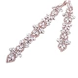 Cinturón de boda con cristales de diamante falsos para mujer, fajín para fiesta de graduación, fajín para fiesta de compromiso, para vestido de noche, con lazo, Oro rosa, Medium