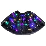 AYBUY Faldas tutú para mujer con luz LED, falda tutú de tul para adultos, fiesta de ballet, vestido de festival elástico para Halloween, disfraz de fiesta de carnaval, Forro negro, 42