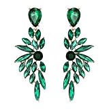 Clearine Pendientes Boda Nupcial Cristal Lágrima Marquesa Cluster Bling Pendientes colgantes para mujer Esmeralda-verde Tono dorado