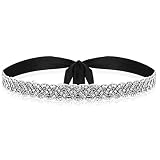Bencailor Cinturón de Boda de Diamante de Imitación de Novia, Negro, Plata | Cinturón Elegante Brillante para Boda, Faja de Novia para Vestido de Boda