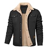 Svanco Chaqueta Hombre Invierno Chaqueta Forro Borrego | Cuello De Borrego, Cierre De Botones, Múltiples Bolsillos, Otoño E Invierno