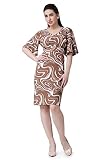 POPWINGS Vestido ajustado casual de manga completa con estampado marrón chocolate para mujer, Marrón claro, 36