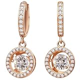 Pendientes colgantes de Moissanite para mujer, diamantes moissanite de 0,8 CT, cultivados en laboratorio chapados en oro rosa de 18 quilates, pendientes de moda, regalo de joyería.