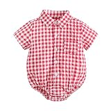 Sanlutoz Recién Nacido Bebé Traje Verano Manga Corta Algodón Bebé Ropa ModaTartán (BRS2006-RD, 0-6 meses)