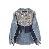Cazadora Vaquera Mujer,Chaqueta De Mezclilla Con Borlas Boho Para Mujer, Bordado Floral, Gamuza, Flecos, Jeans, Tops, Estiramiento A Medida, Botón De Camionero, Abrigo De Mezclilla, Cárdigan, Chaque